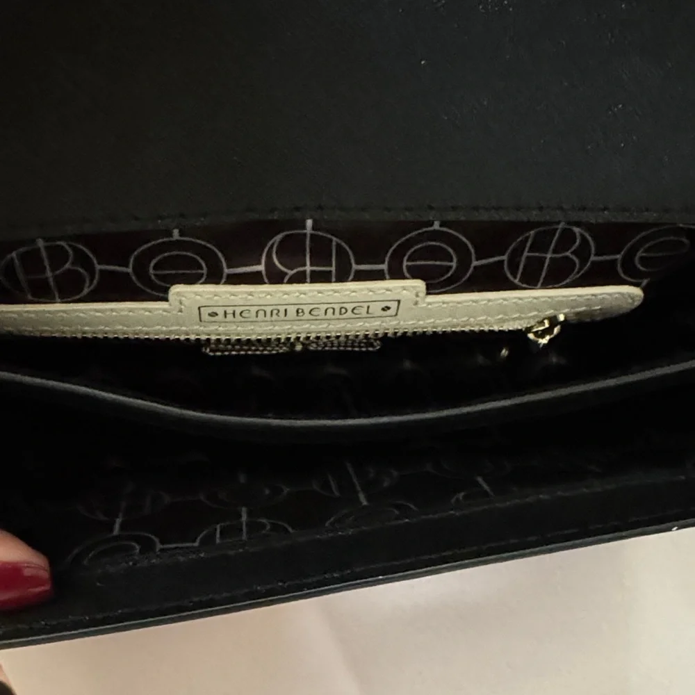 Henri Bendel Black Leather Shoulder Bag with Gold Accents - Picture 6 of 15